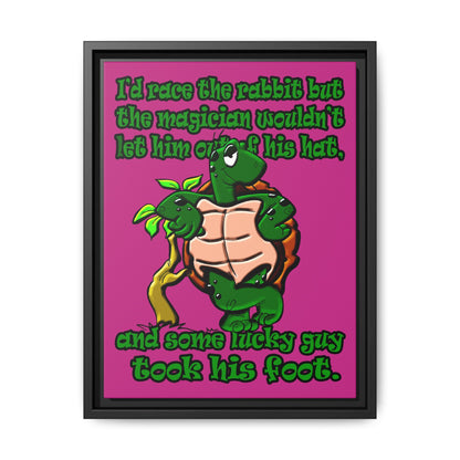turtle race - framed canvas art (pink)