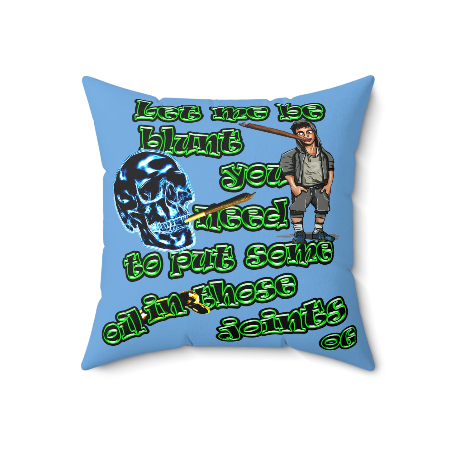 og - Spun Polyester Square Pillow - (light blue)