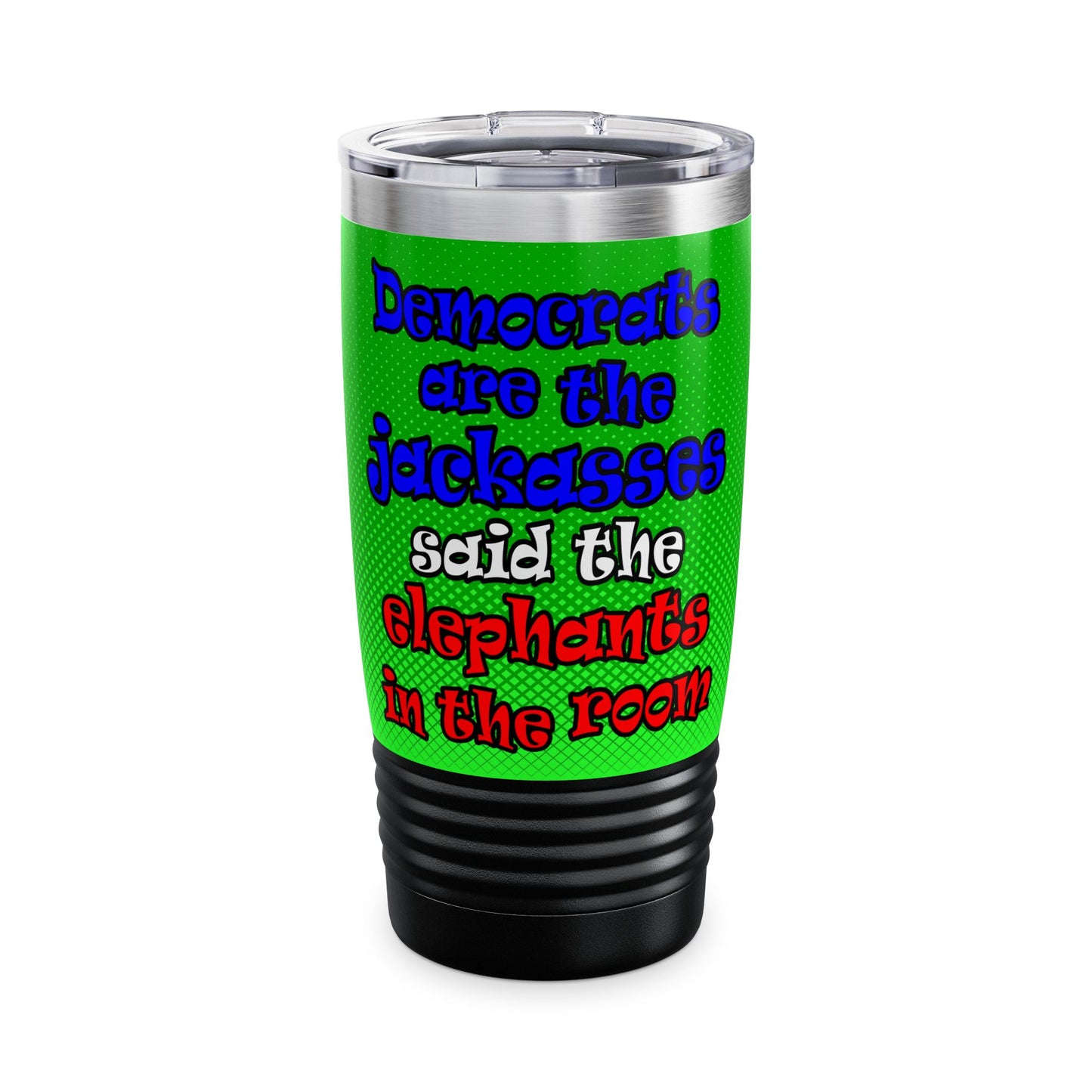donkeys and elephants - Ringneck Tumbler, 20oz (logo green)