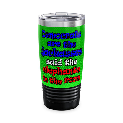 donkeys and elephants - Ringneck Tumbler, 20oz (logo green)