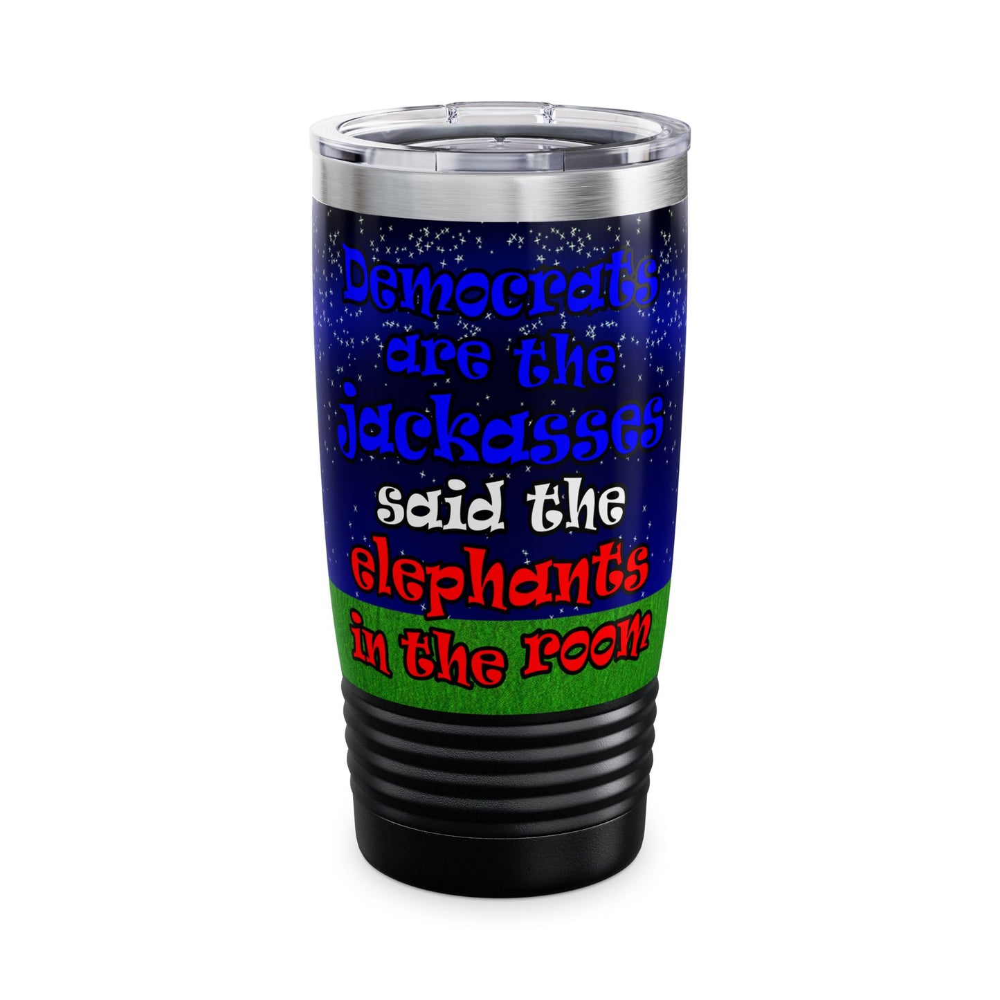donkeys and elephants - Ringneck Tumbler, 20oz ('snoops' background)