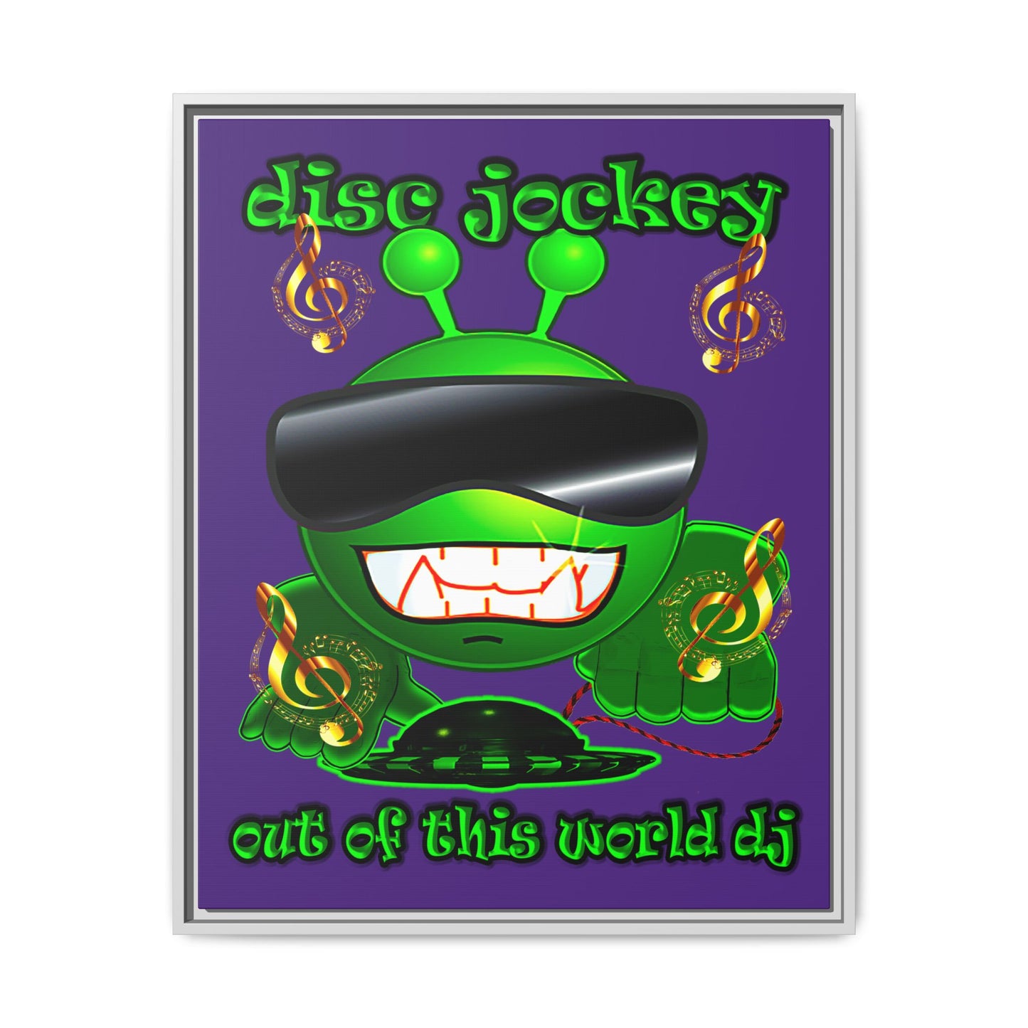 disc jockey - framed canvas art (purple)