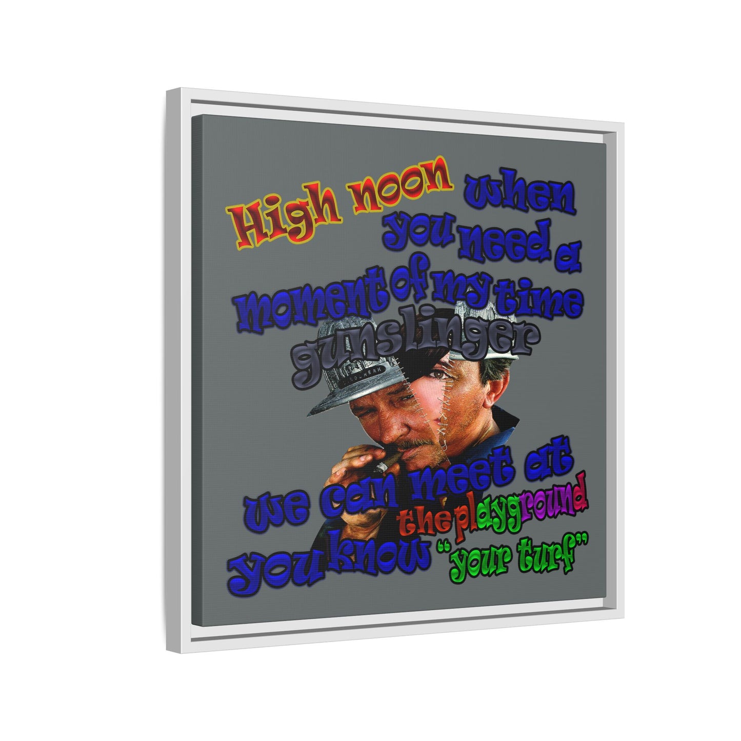 high noon - framed canvas art (dark grey)