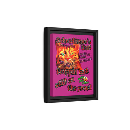 schrodinger's cat - framed canvas art (pink)