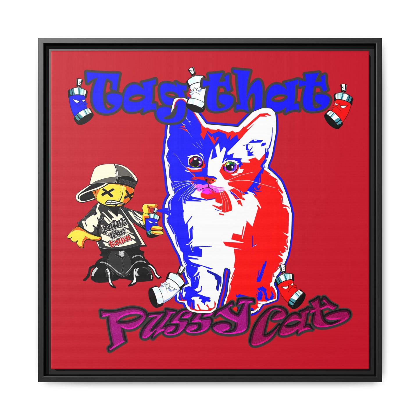 tag that - framed canvas art (dark red)