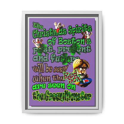 christmas spirits of boston - framed canvas art (light purple)