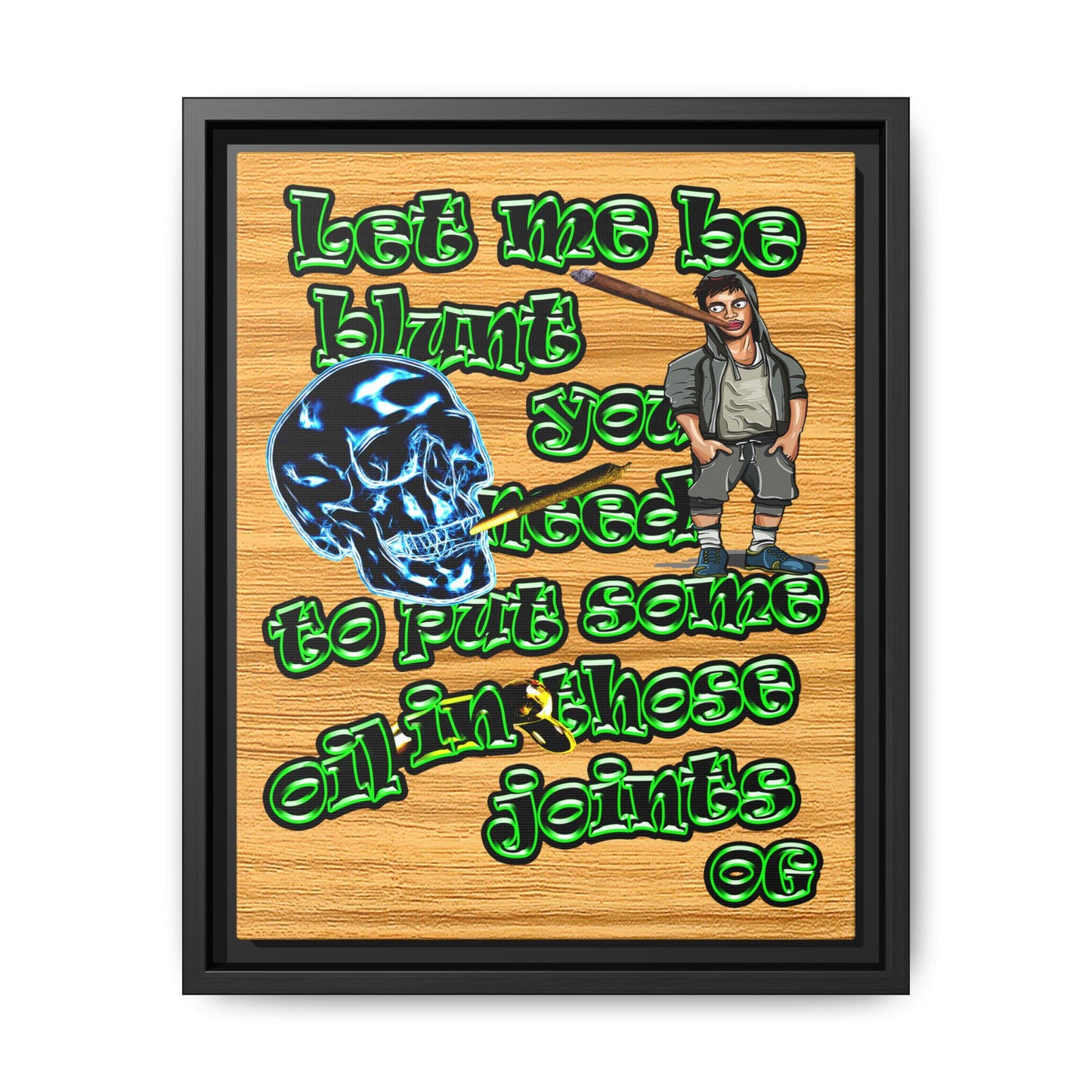 og - framed canvas art (butterscotch wood finish)