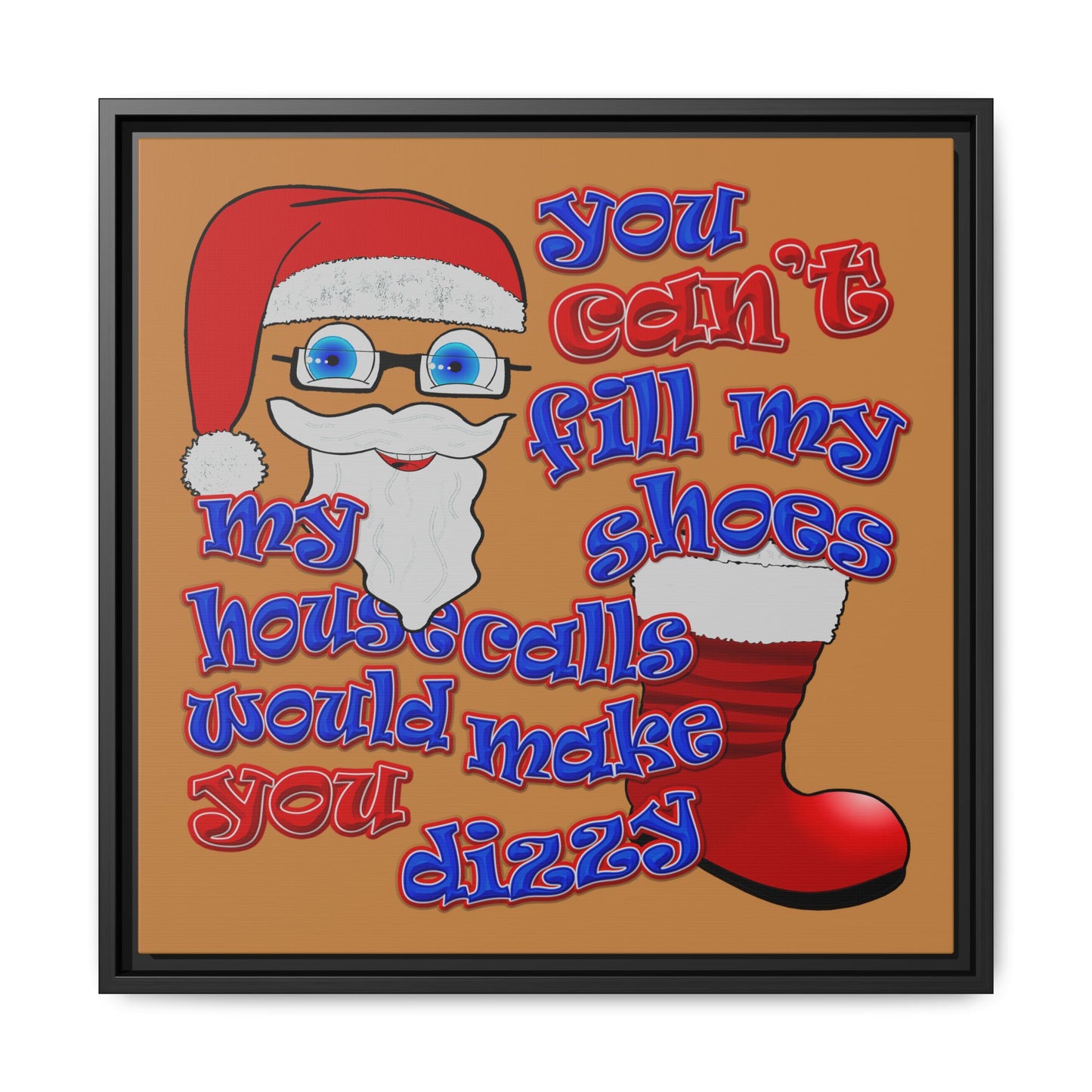 santa's shoes - framed canvas art (light brown)