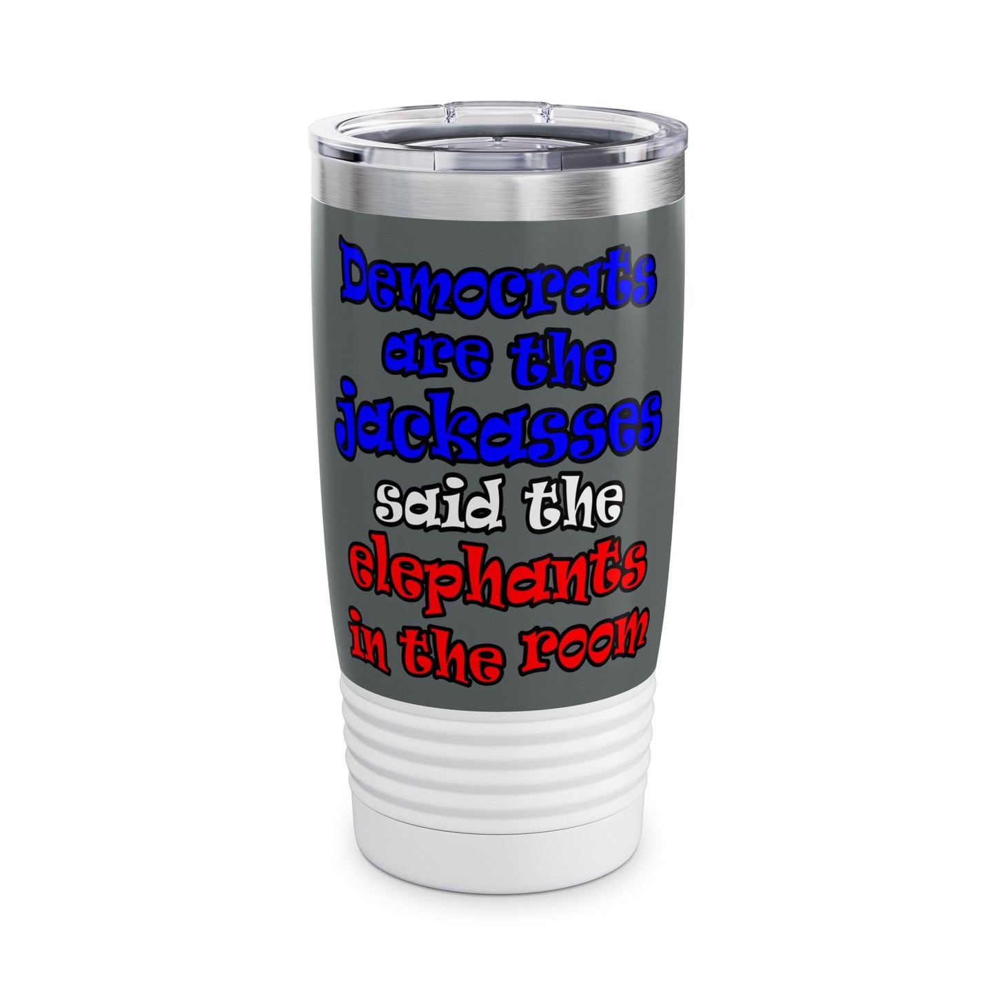 donkeys and elephants - Ringneck Tumbler, 20oz (dark grey)
