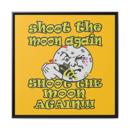 shoot the moon again - framed canvas art (yellow)