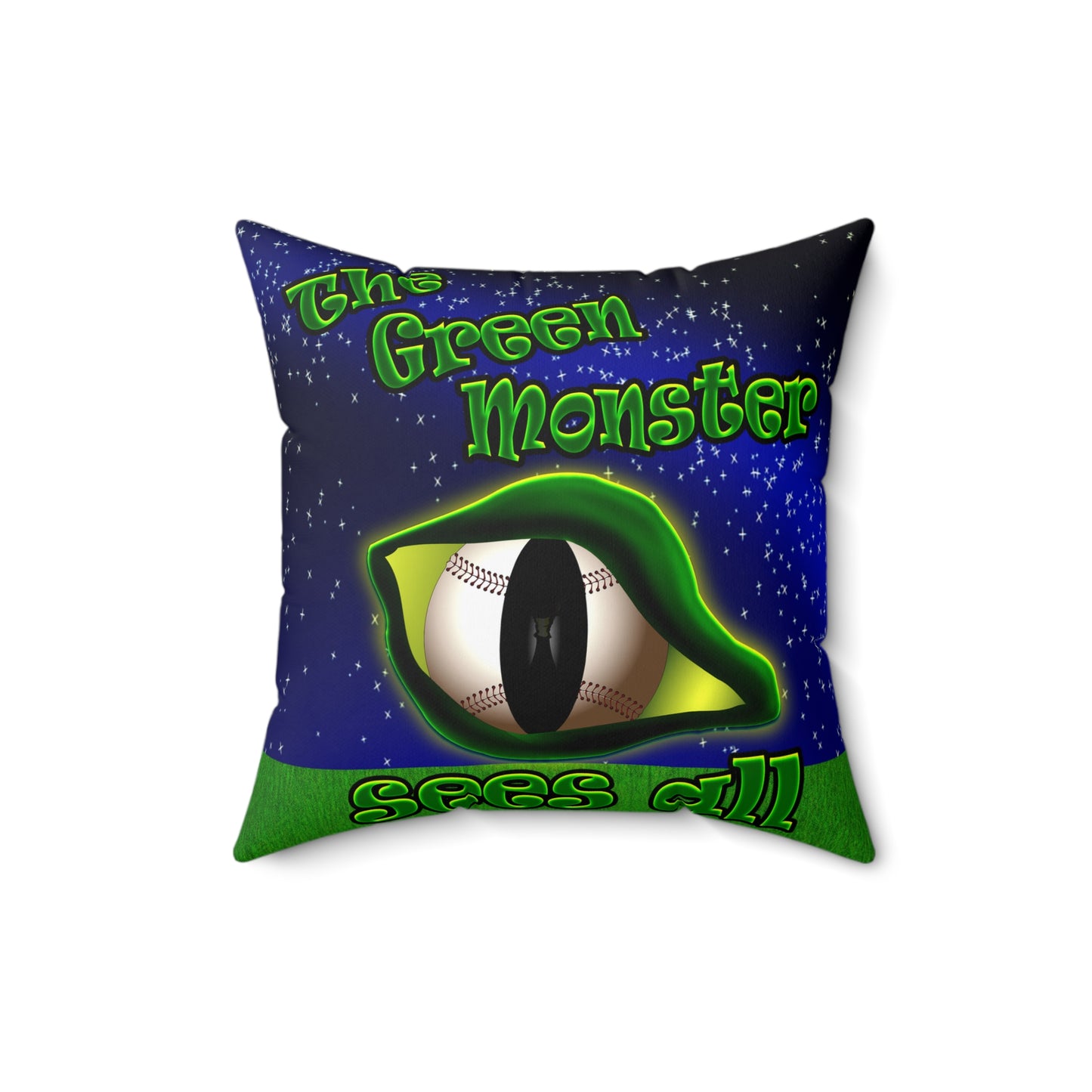 green monster - Spun Polyester Square Pillow - ('snoops' background)