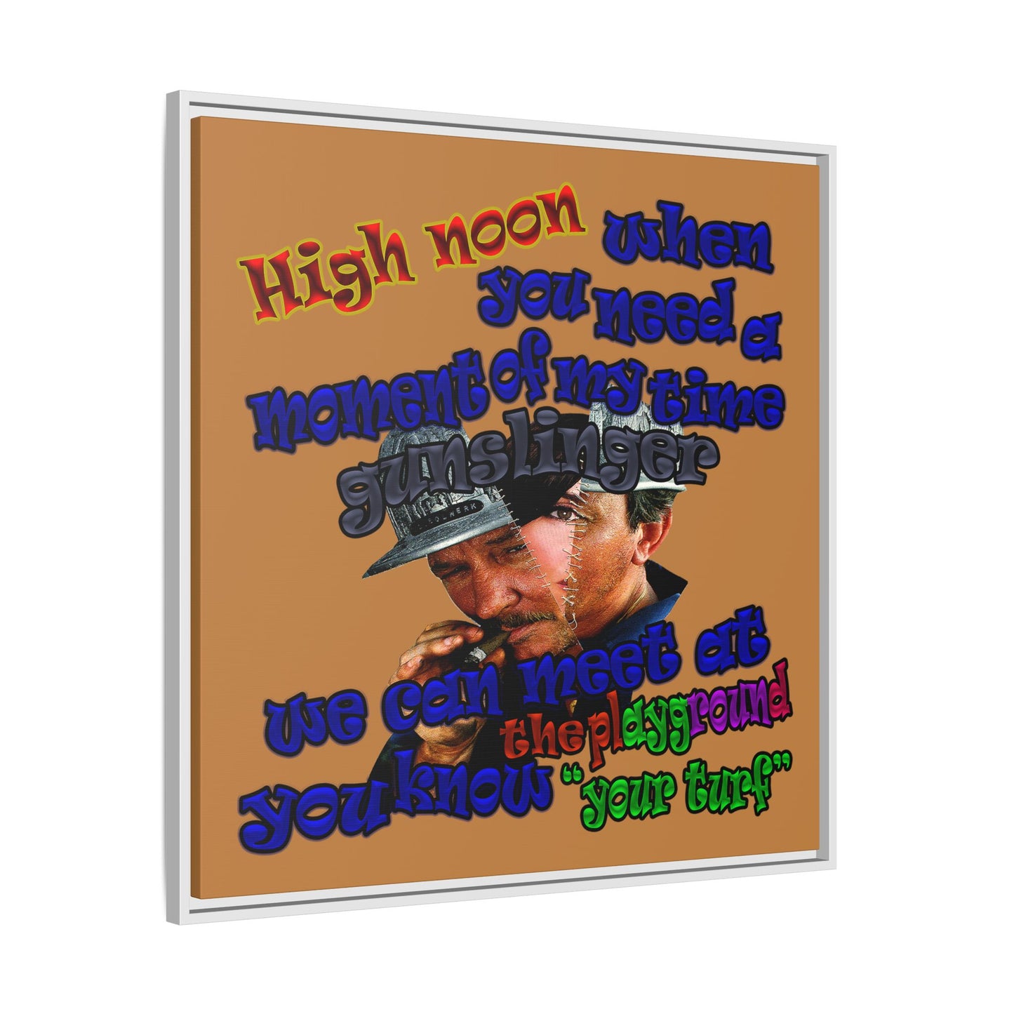 high noon - framed canvas art (light brown)
