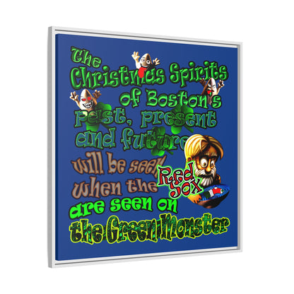 christmas spirits of boston - framed canvas art (dark blue)