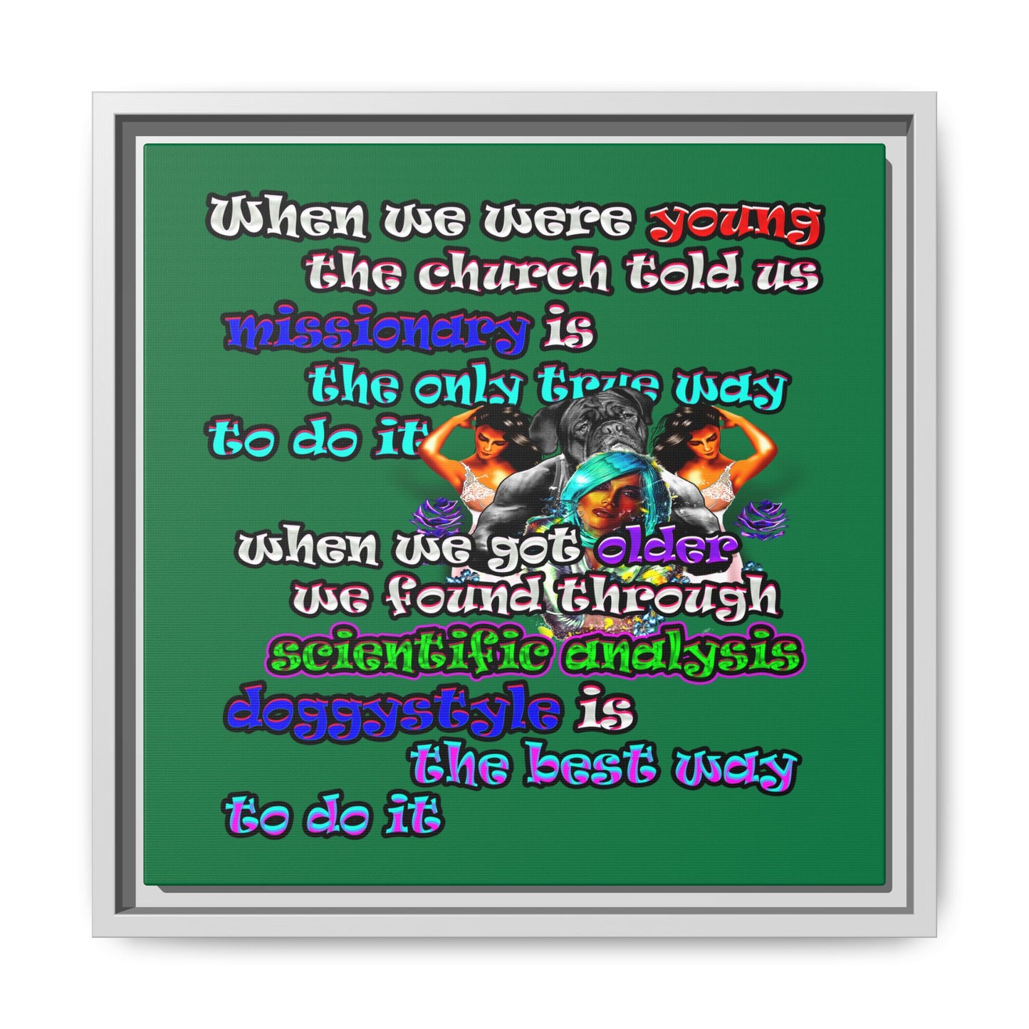 doggystyle - framed canvas art (dark green)