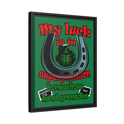 my luck - framed canvas art (dark green)