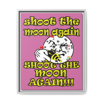 shoot the moon again - framed canvas art (light pink)