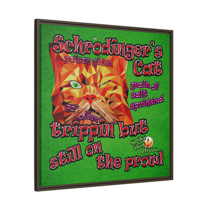 schrodinger's cat - framed canvas art (green turf)