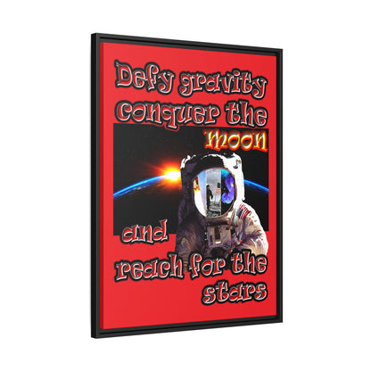 defy conquer reach - framed canvas art (red)