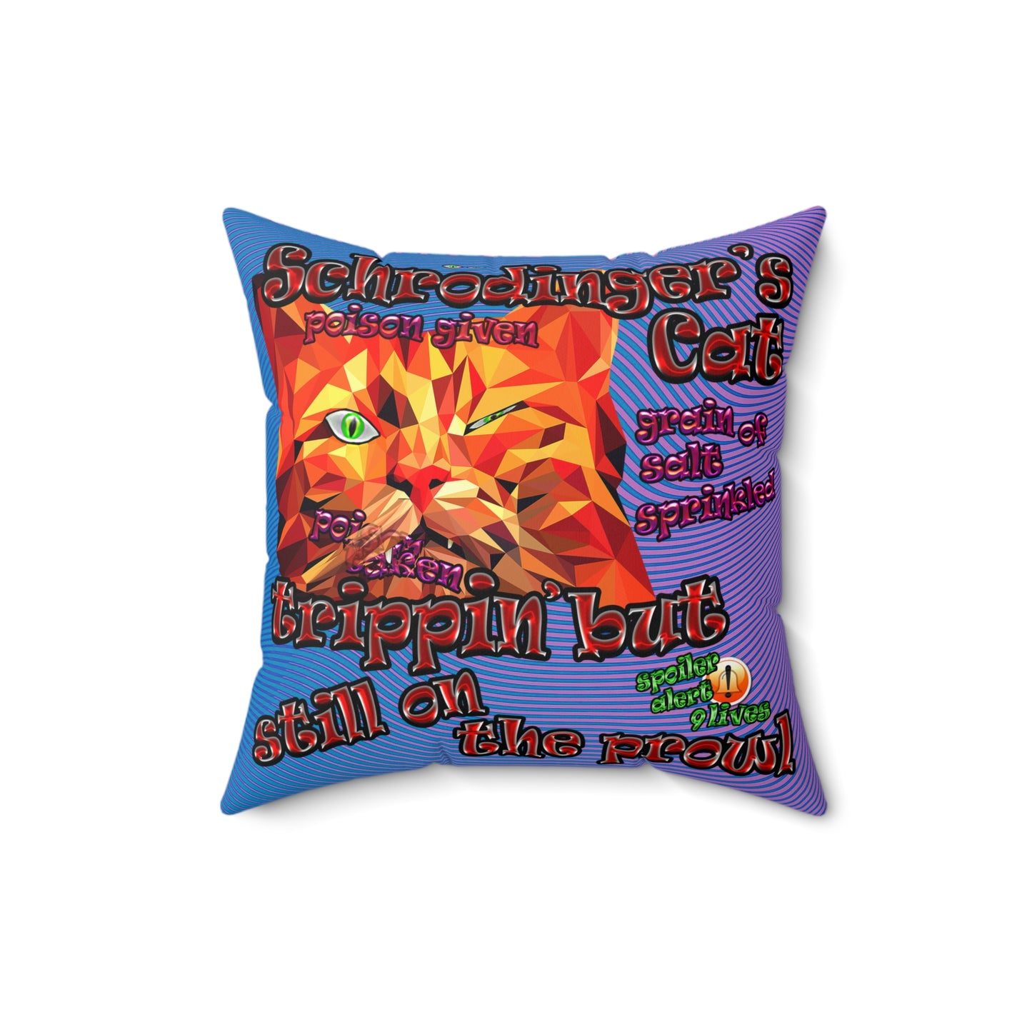 schrodinger's cat - Spun Polyester Square Pillow - (light blue-purple wave)