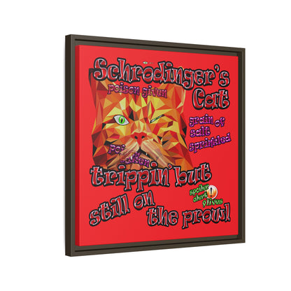 schrodinger's cat - framed canvas art (red)