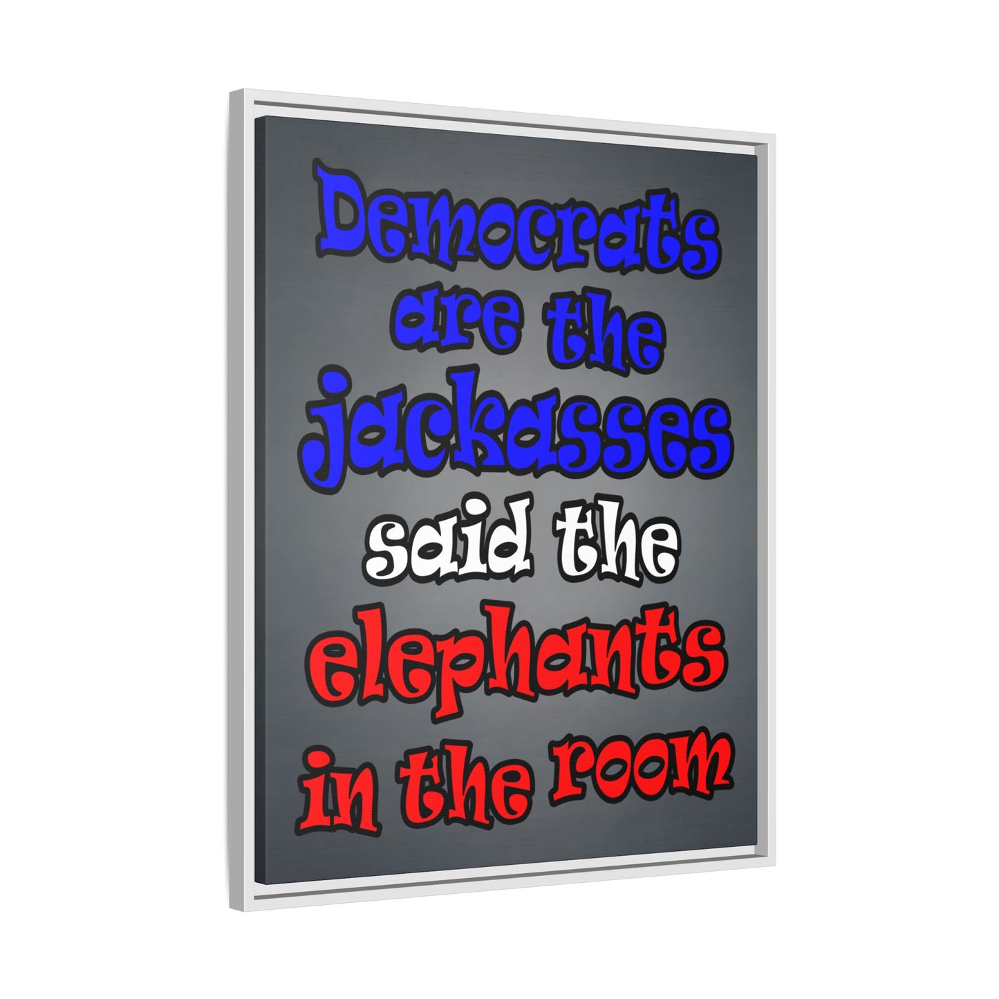 donkeys and elephants - framed canvas art (grey-light grey)