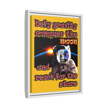 defy conquer reach - framed canvas art (yellow)