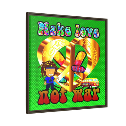 love peace - framed canvas art (logo green)