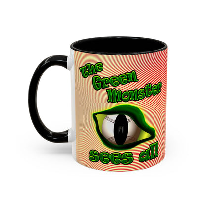 green monster - Accent Mug (yellow-orange wave)