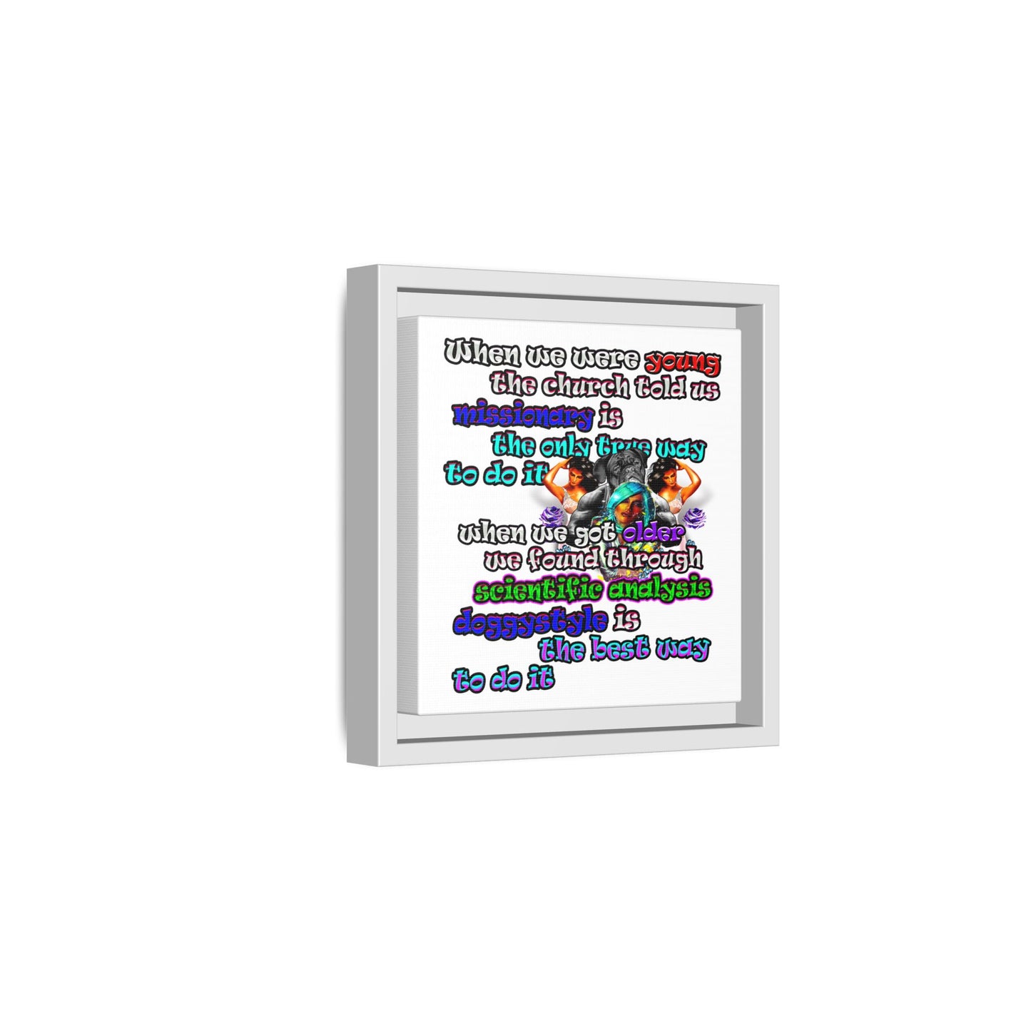 doggystyle - framed canvas art (white)