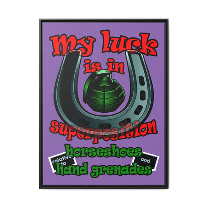 my luck - framed canvas art (light purple)