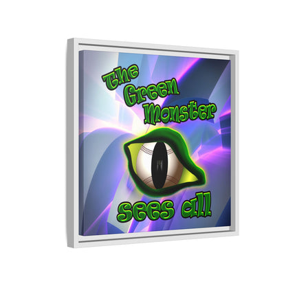 green monster - framed canvas art (grey-pink wave)