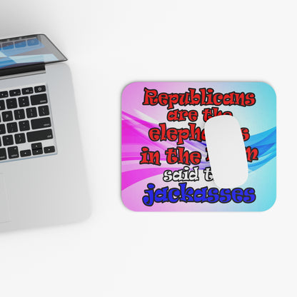 donkeys and elephants - Mouse Pad (Rectangle) (light blue-pink wave)