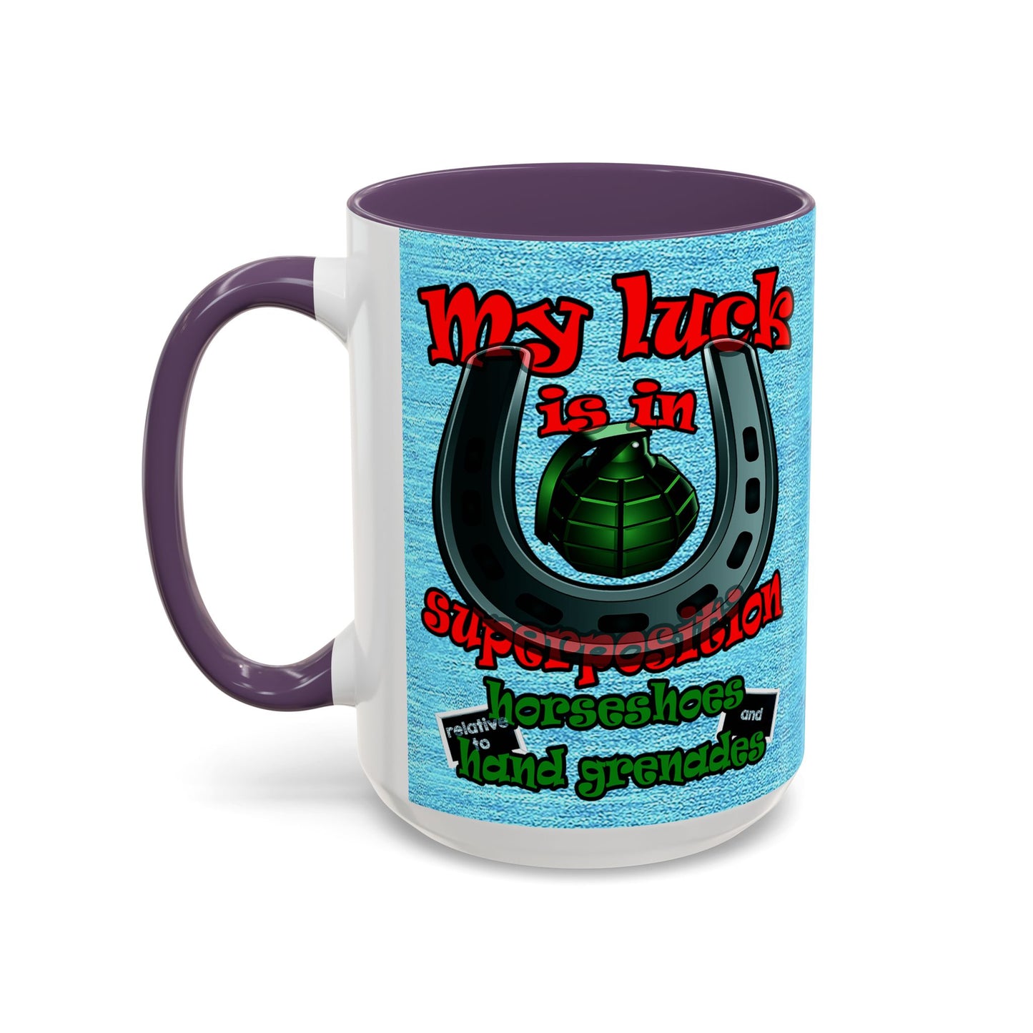 my luck - Accent Mug (faded dark blue)