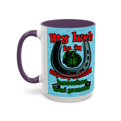 my luck - Accent Mug (faded dark blue)