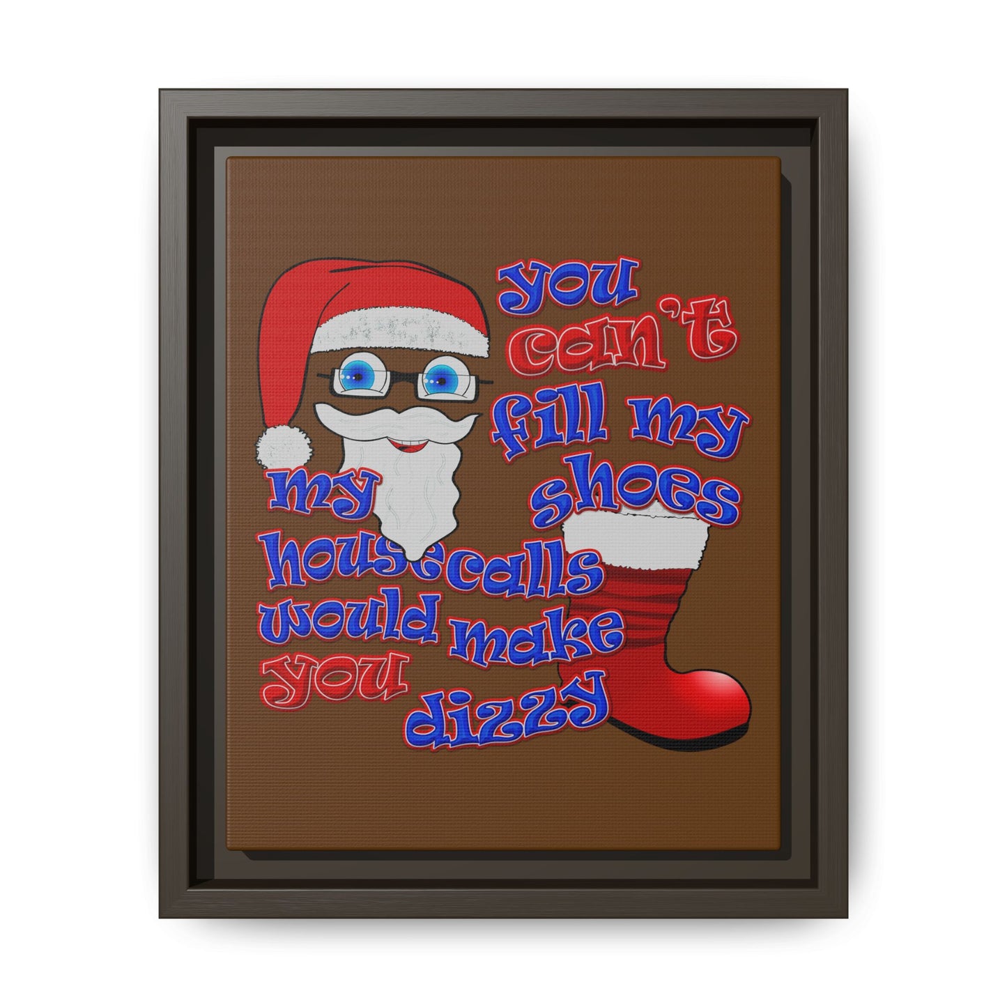 santa's shoes - framed canvas art (brown)