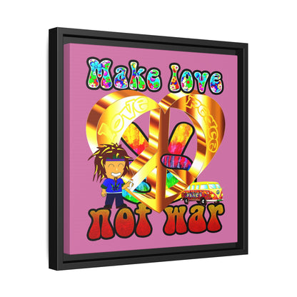 love peace - framed canvas art (light pink)