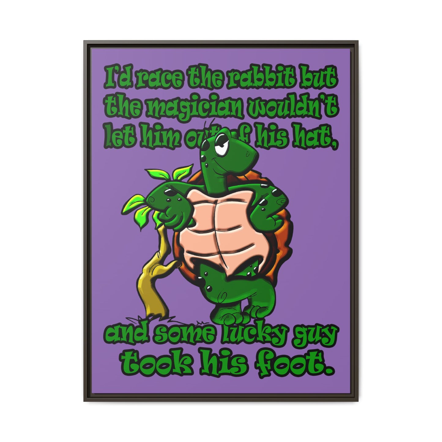 turtle race - framed canvas art (light purple)