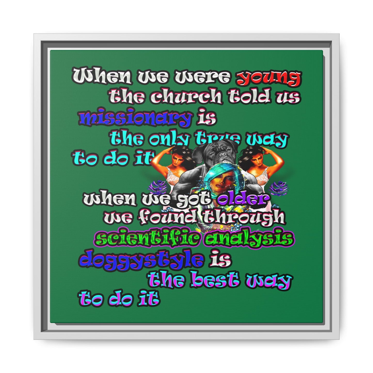 doggystyle - framed canvas art (dark green)