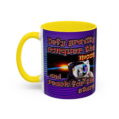 defy conquer reach - Accent Mug (purple wave)