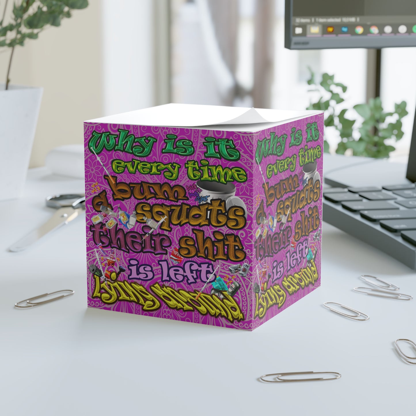 the bum's shit - note cube (pink swirl)