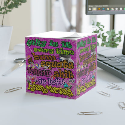 the bum's shit - note cube (pink swirl)