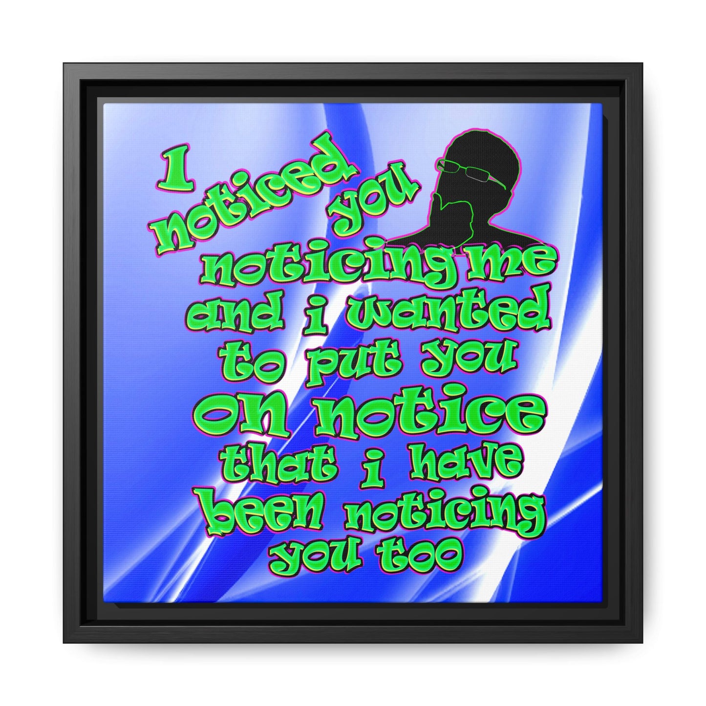noticed you noticing - framed canvas art (blue-white wave)