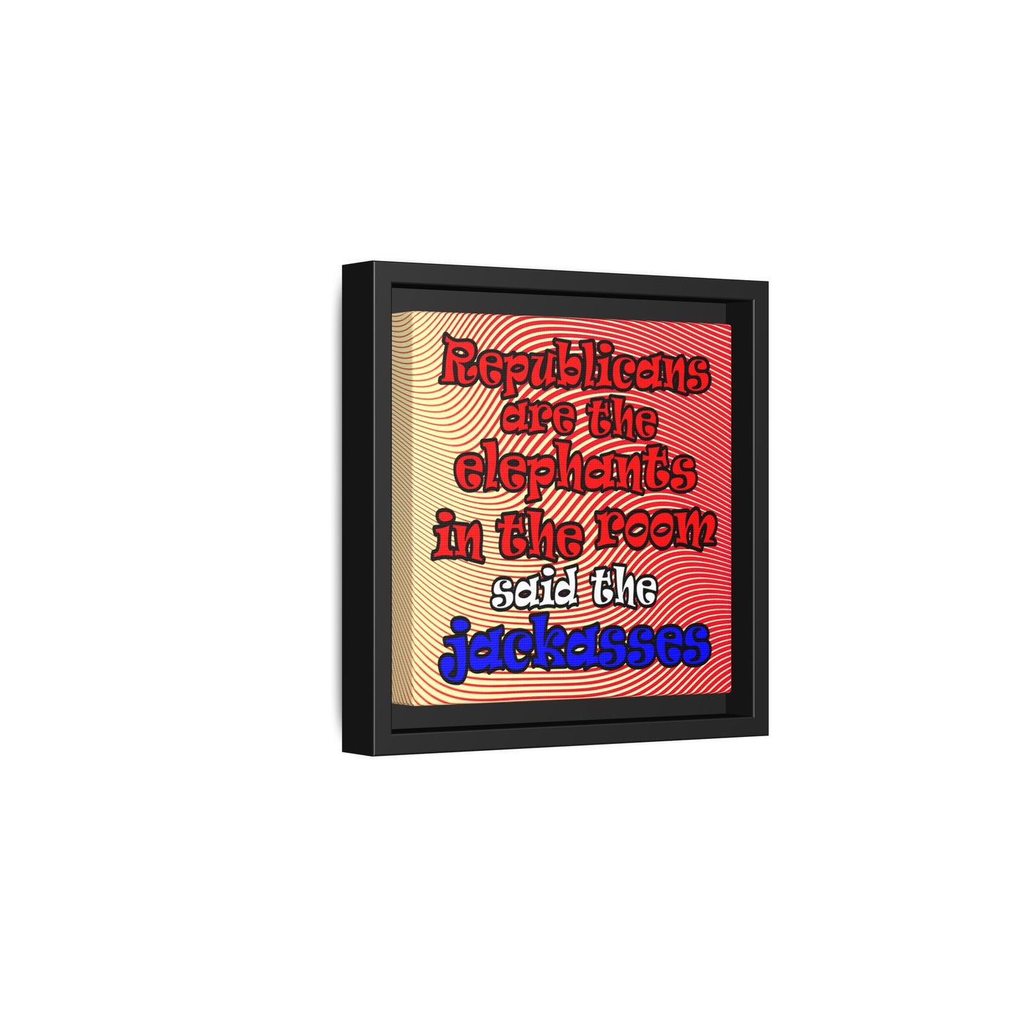 donkeys and elephants - framed canvas art (yellow-orange wave)