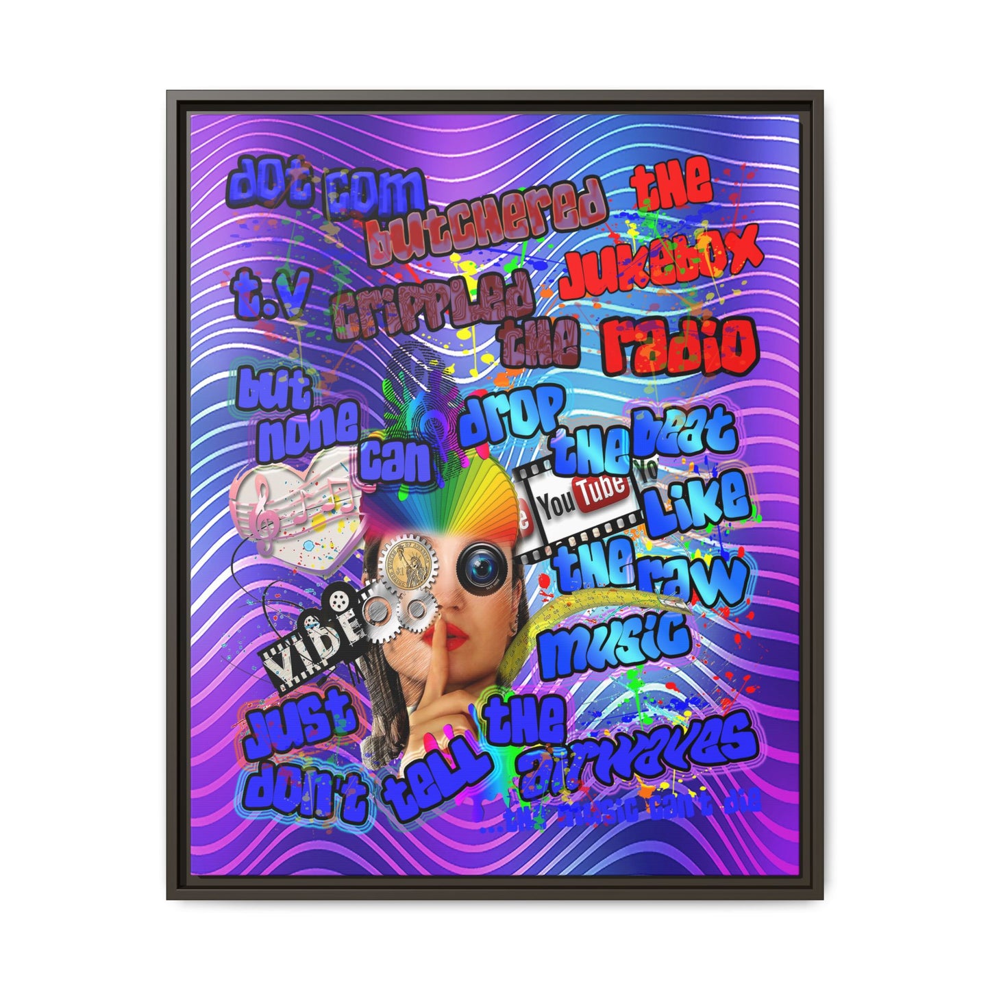 drop the beat - framed canvas art (purple wave)