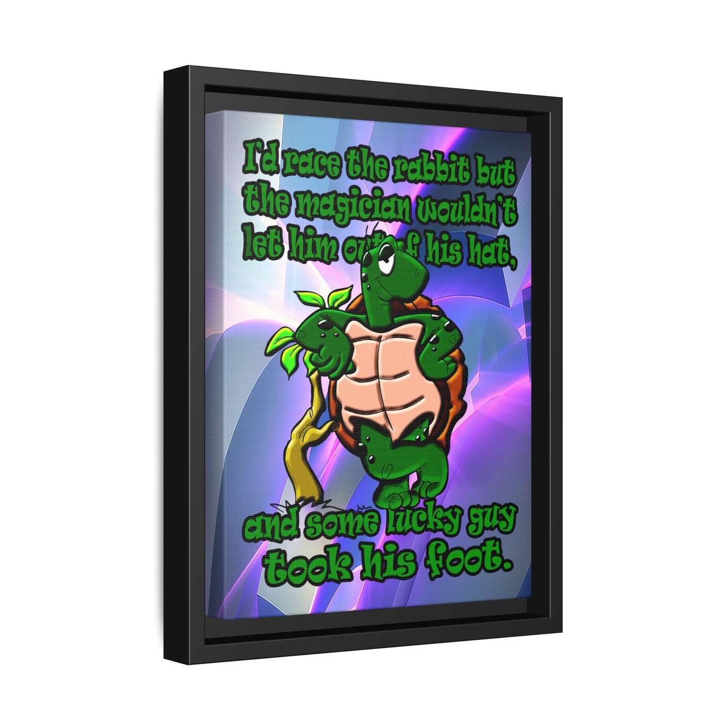 turtle race - framed canvas art (grey-pink wave)