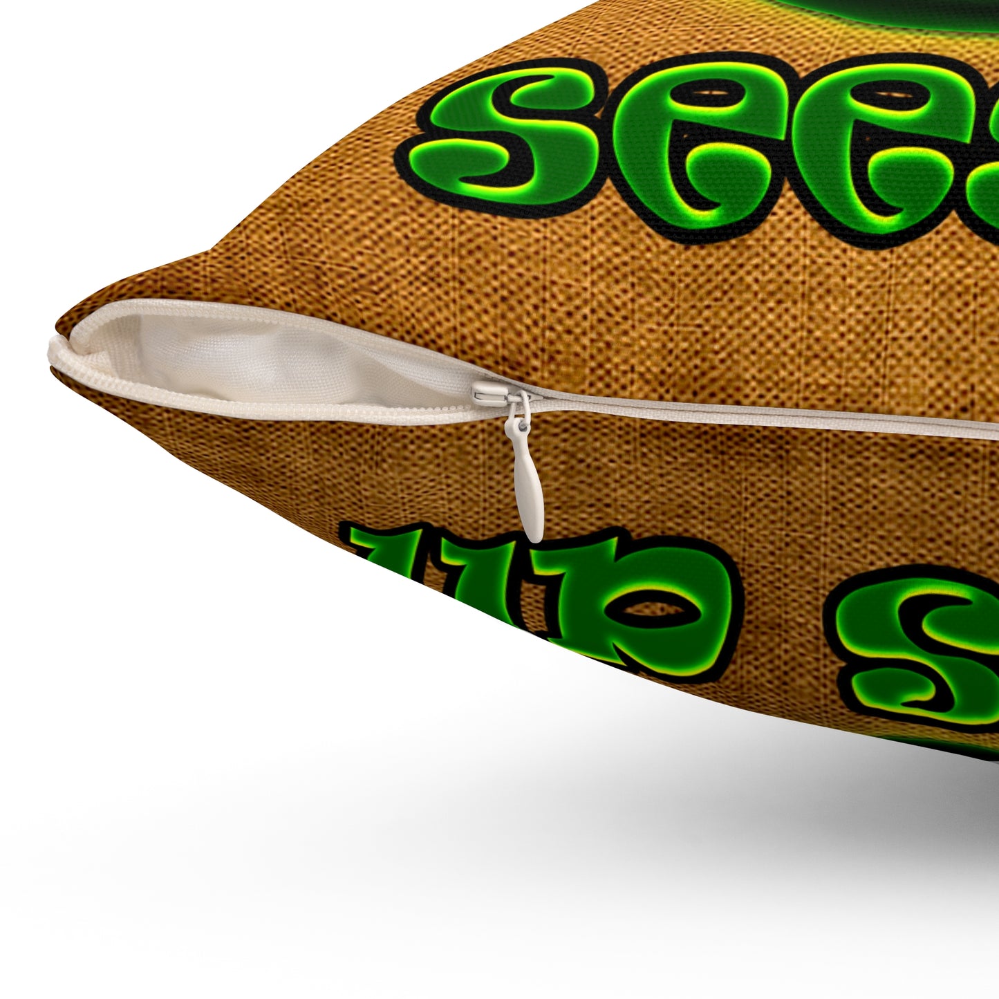 green monster - Spun Polyester Square Pillow - (dichromatic brown papyrus)