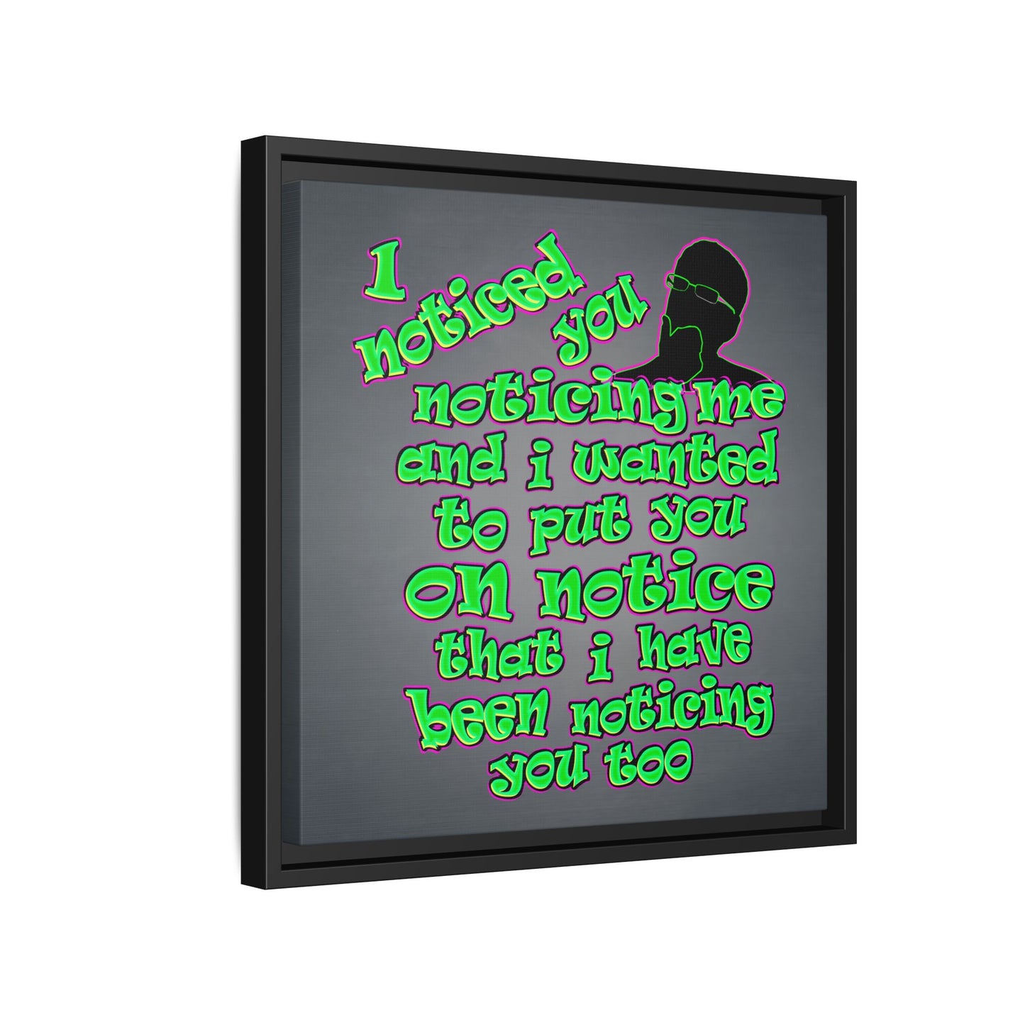 noticed you noticing - framed canvas art (grey-light grey)