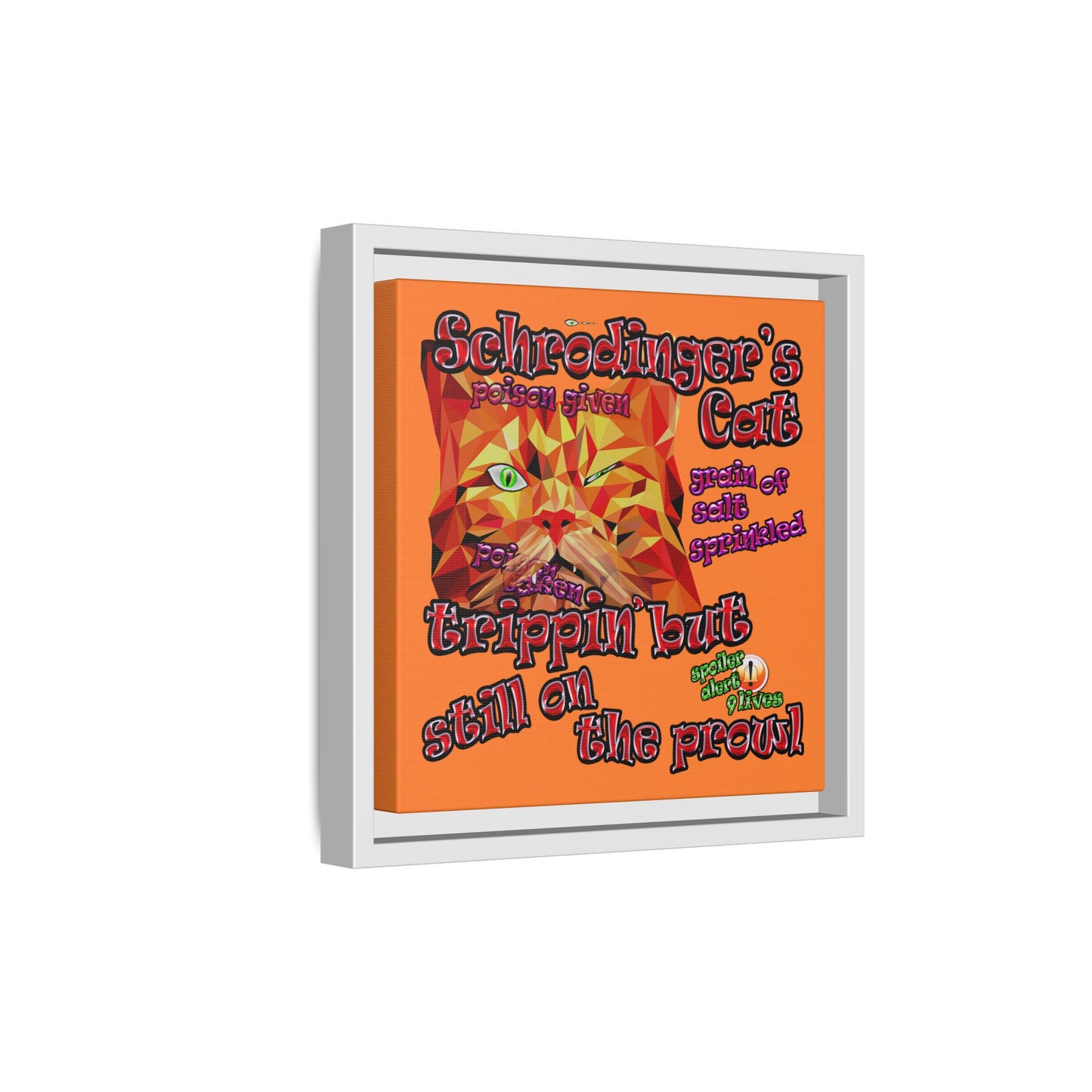 schrodinger's cat - framed canvas art (crusta)