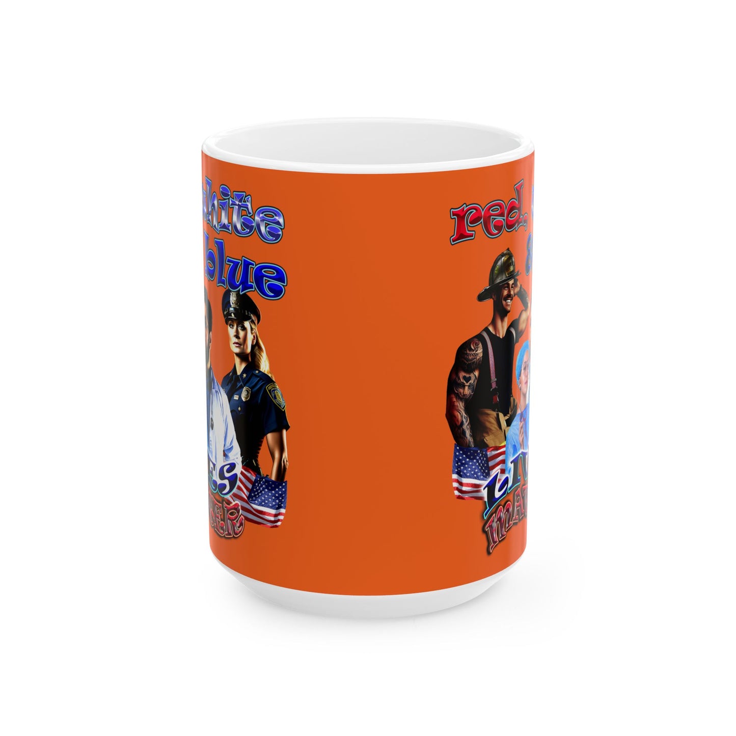 rw&b lives matter - White Mug (orange)