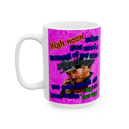 high noon - White Mug (pink swirl)